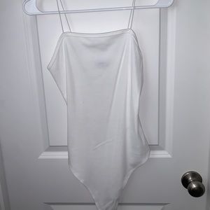 White tank top body suit w/ elastic straps